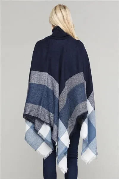 Women Pull Over Color-Blocked Poncho Navy - Pack of 6