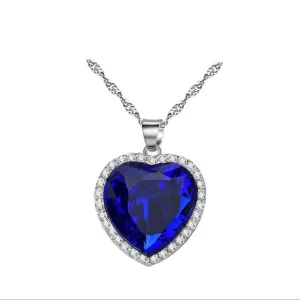 Women Titanic Heart of the Ocean Necklace Blue Chain Pendant