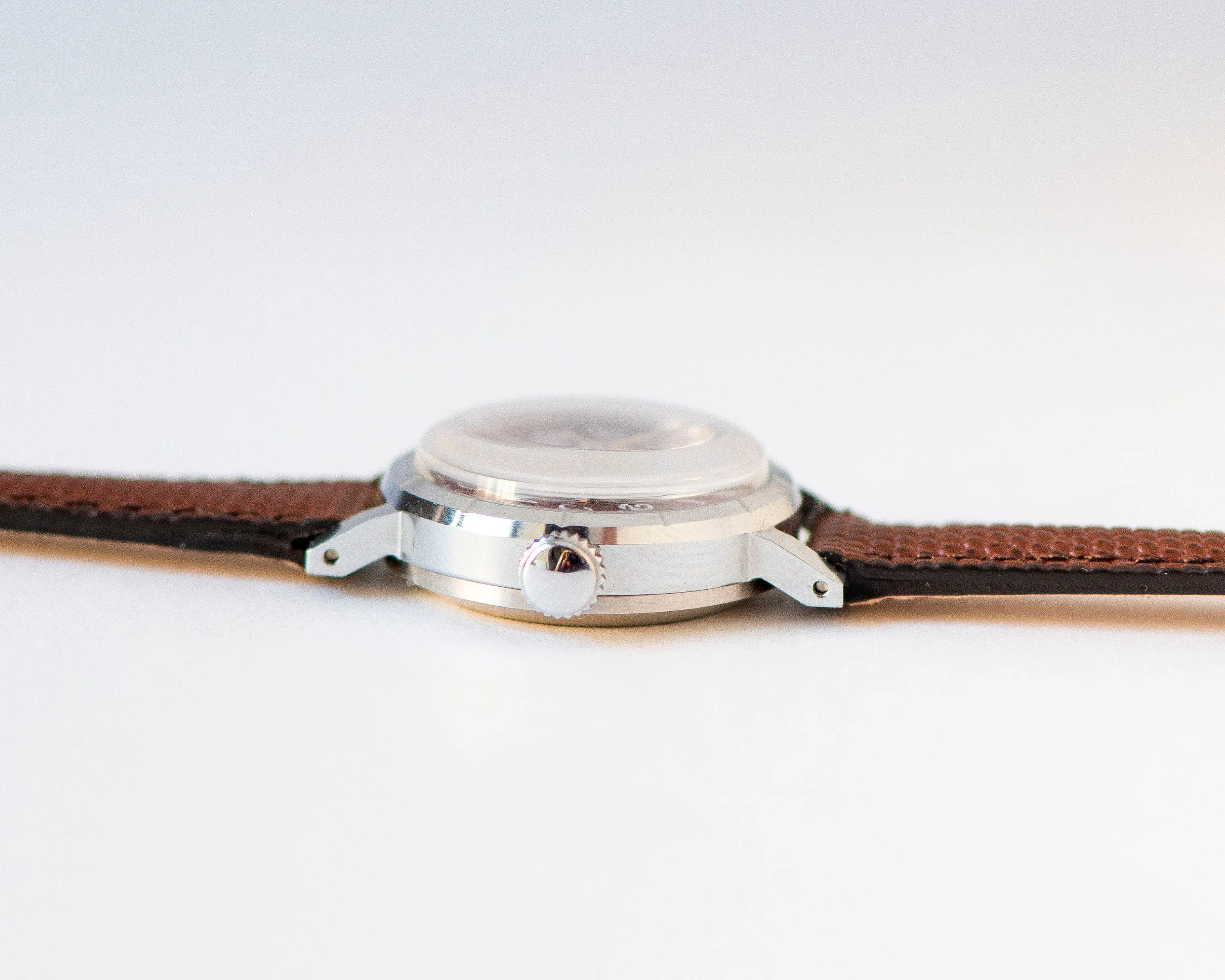 Women watch vintage unused Dawn new old stock, eggplant shade dial watch for women silver shade, shockproof watch, new premium leather strap
