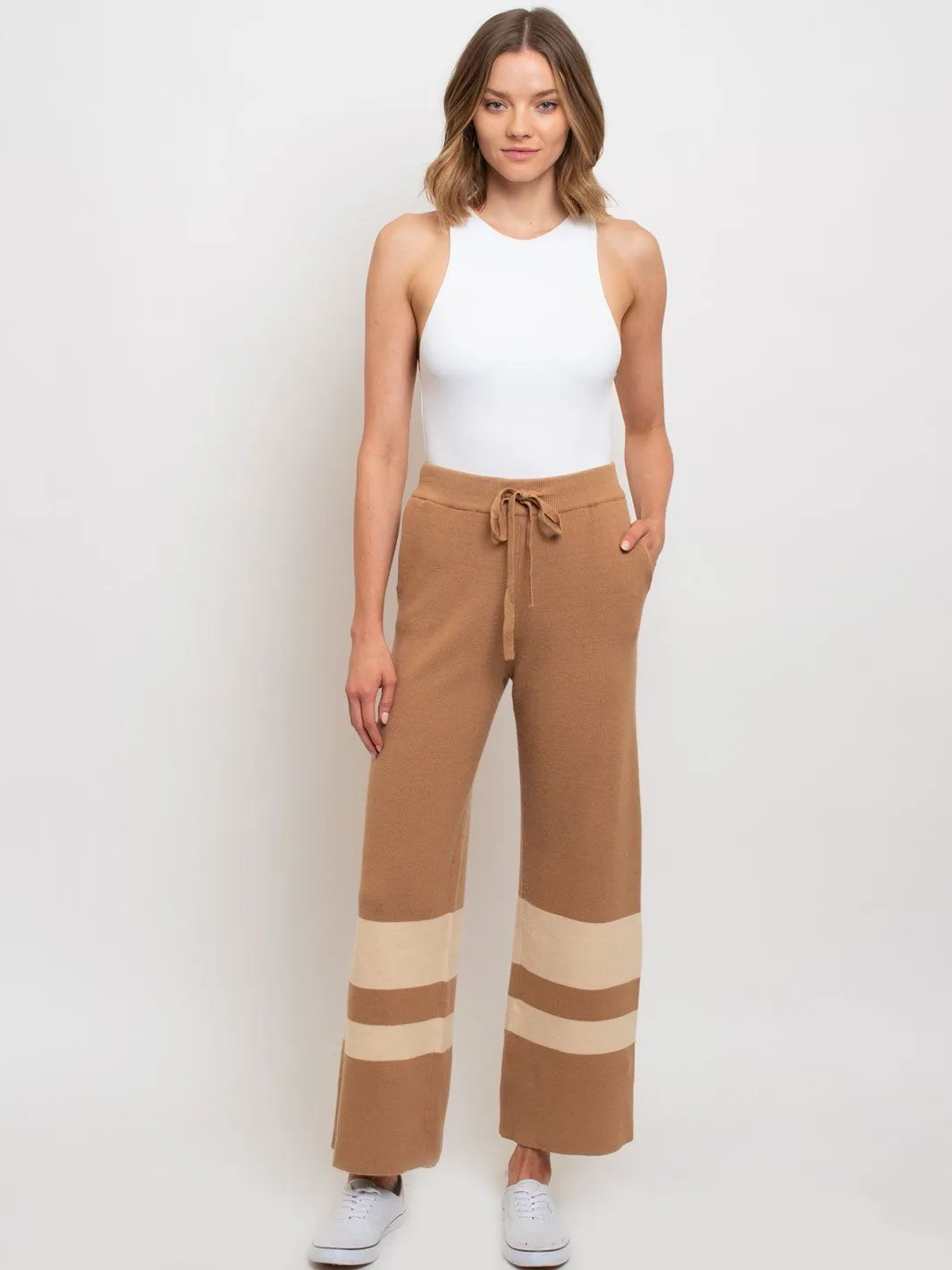 WOMEN'S AMBER STRIPED WIDE LEG PANTS