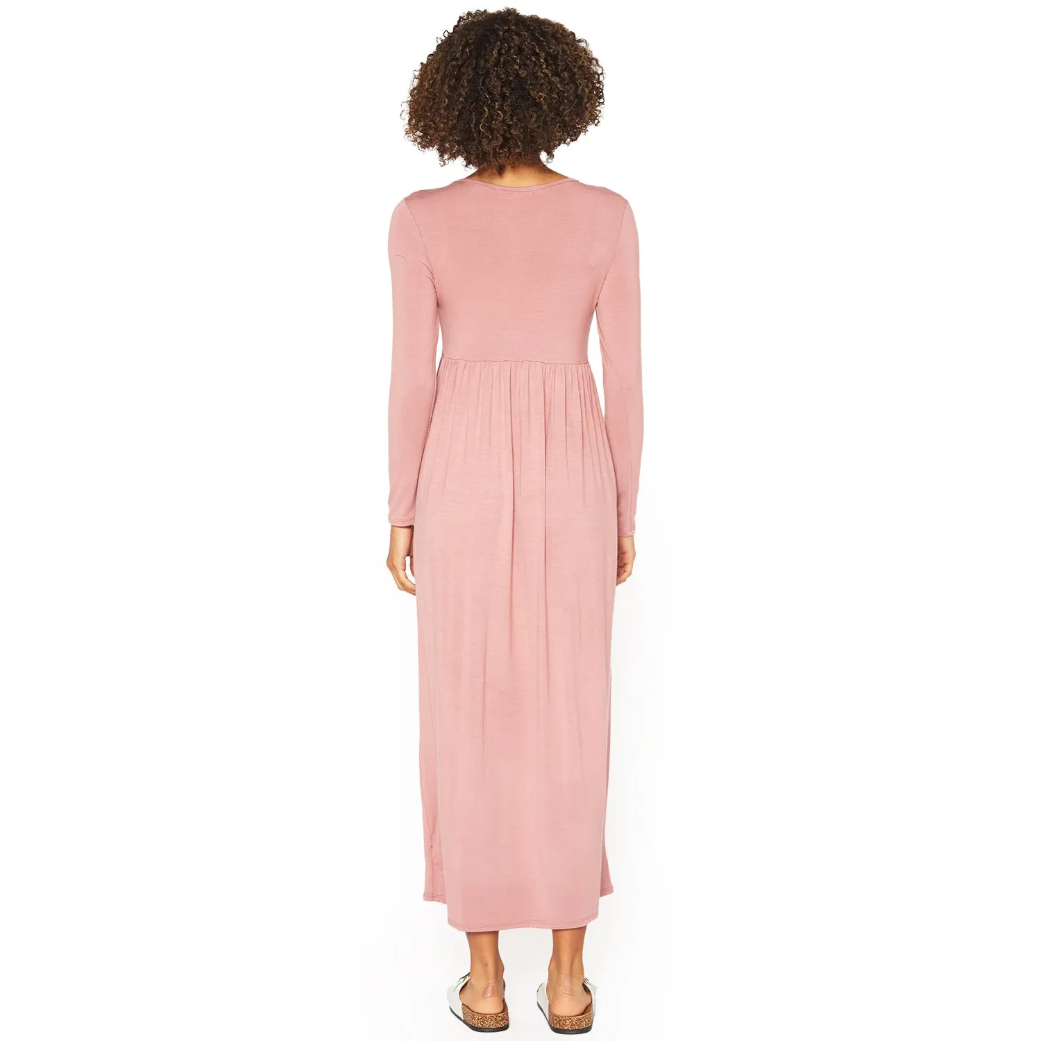 Women's Basic Long Sleeve Fit & Flare Maxi Dress