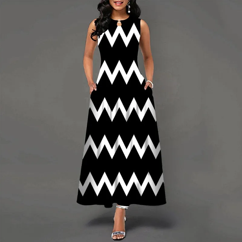 Womens Beautiful Floral Sleeveless Maxi Dress