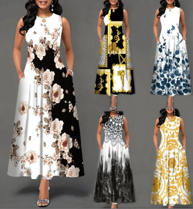 Womens Beautiful Floral Sleeveless Maxi Dress