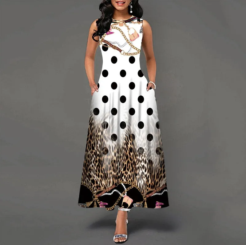 Womens Beautiful Floral Sleeveless Maxi Dress