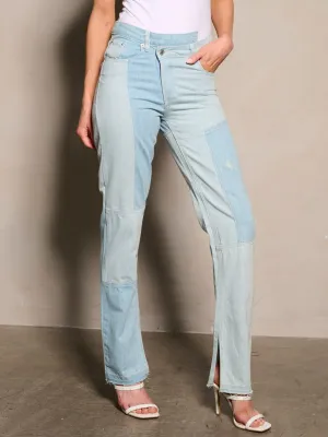WOMEN'S BUTTON CLOSURE POCKETS DENIM PANTS