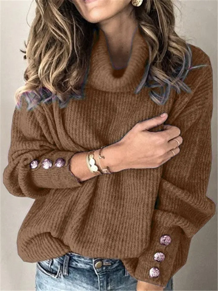 Women's Fashion Casual Solid Color Turtleneck Sweater