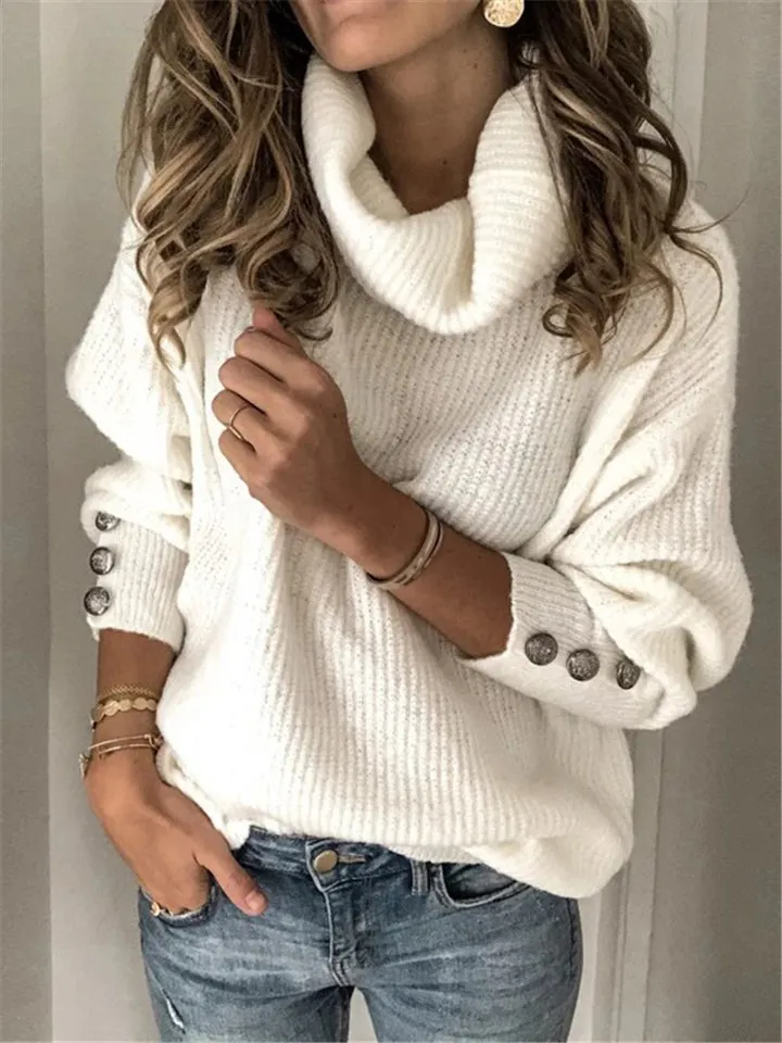 Women's Fashion Casual Solid Color Turtleneck Sweater
