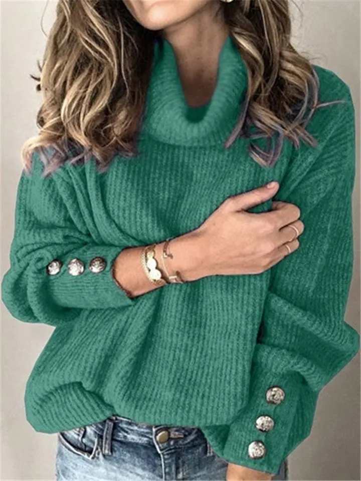 Women's Fashion Casual Solid Color Turtleneck Sweater
