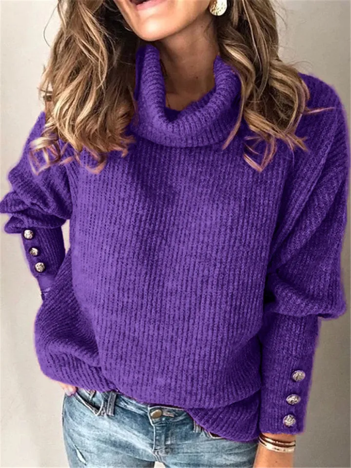 Women's Fashion Casual Solid Color Turtleneck Sweater