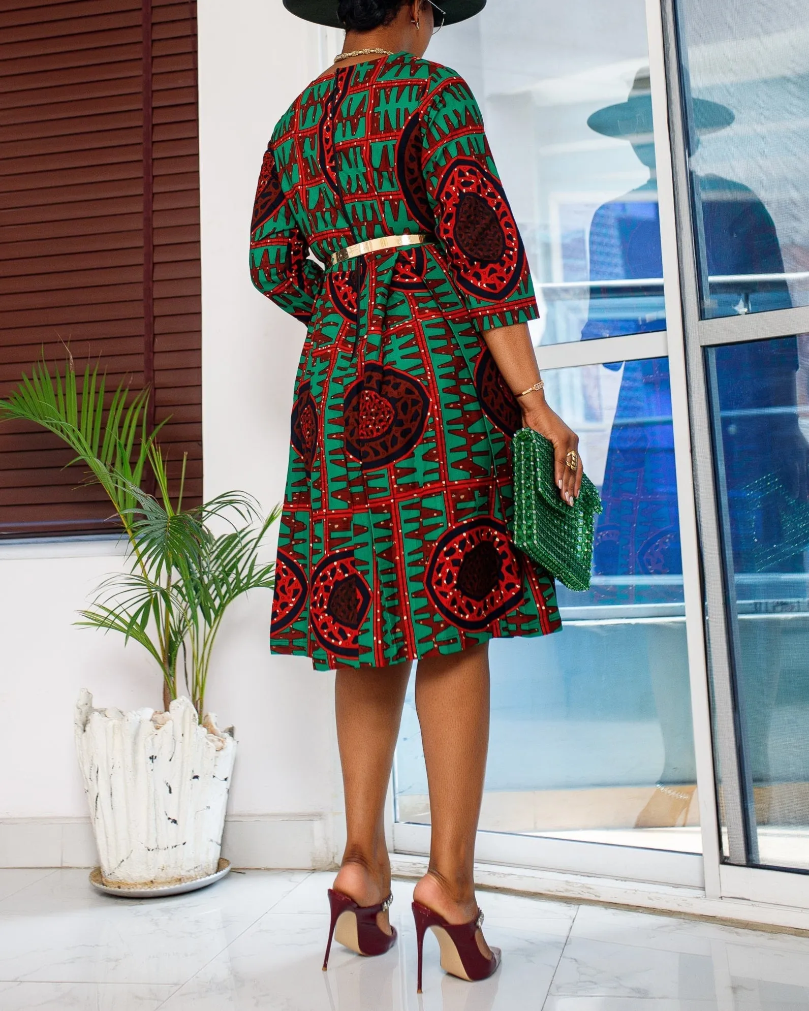 Women's Fashion Print A-Line Midi Dress