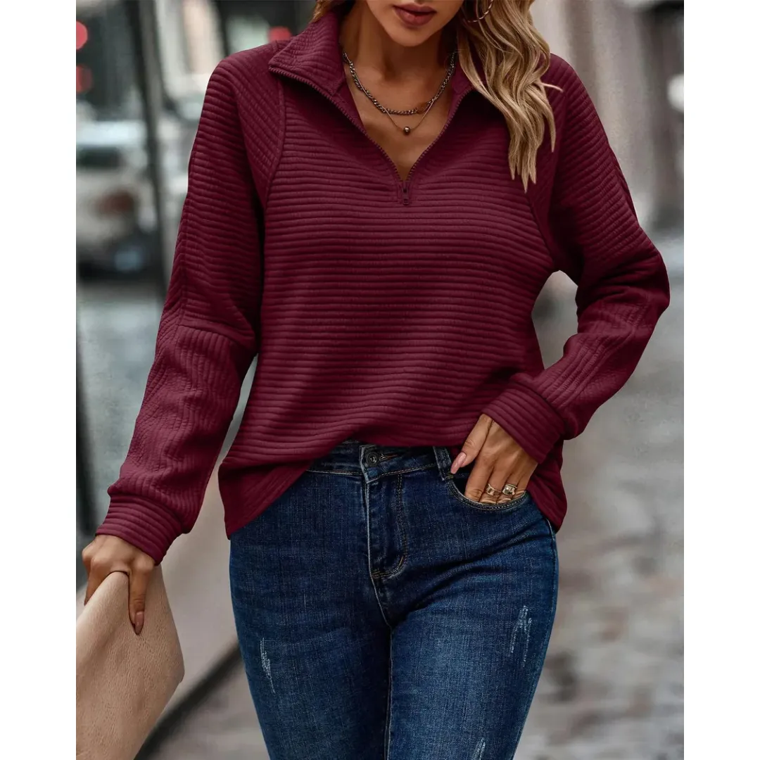 Women's Half Zip Corduroy Sweater | Turtleneck
