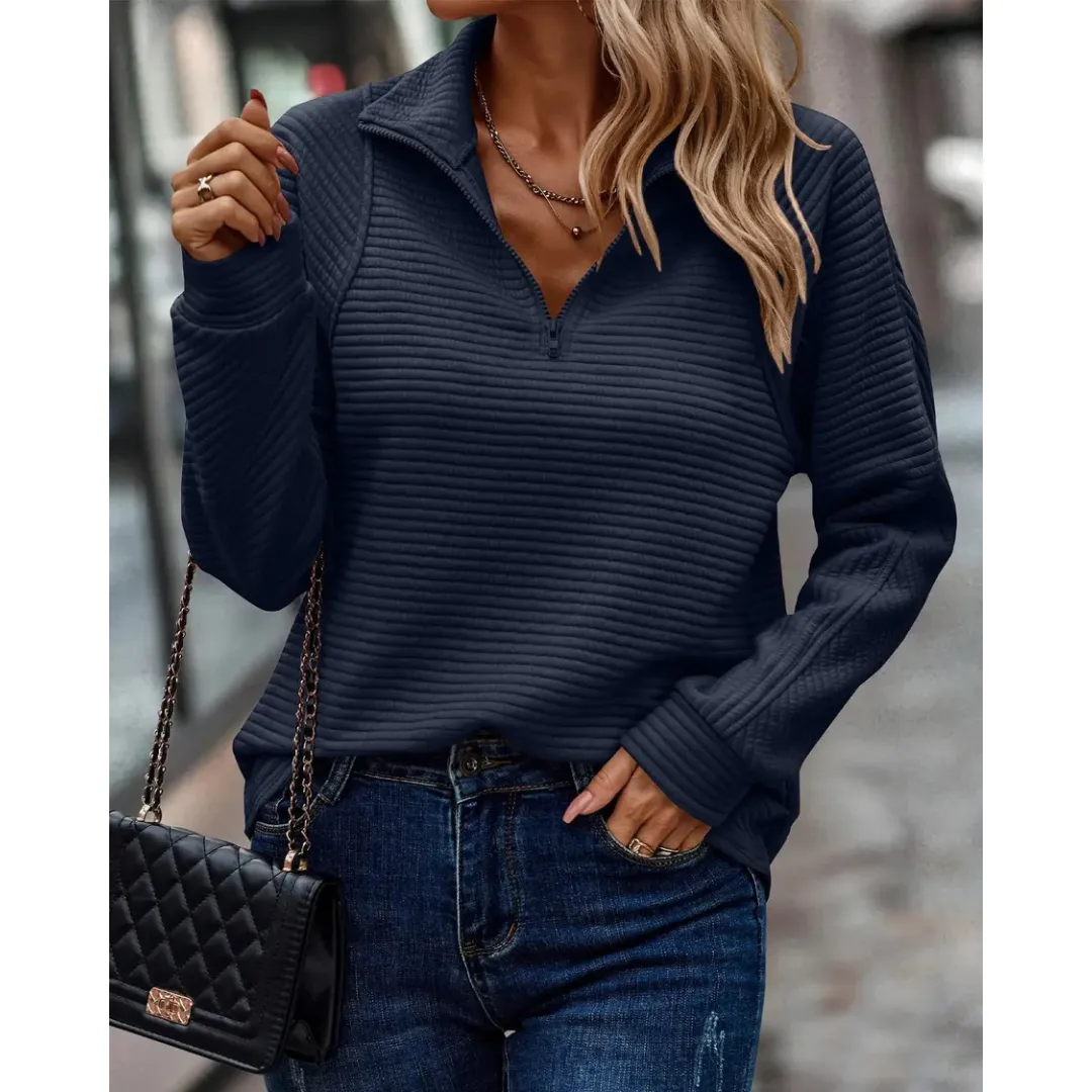 Women's Half Zip Corduroy Sweater | Turtleneck