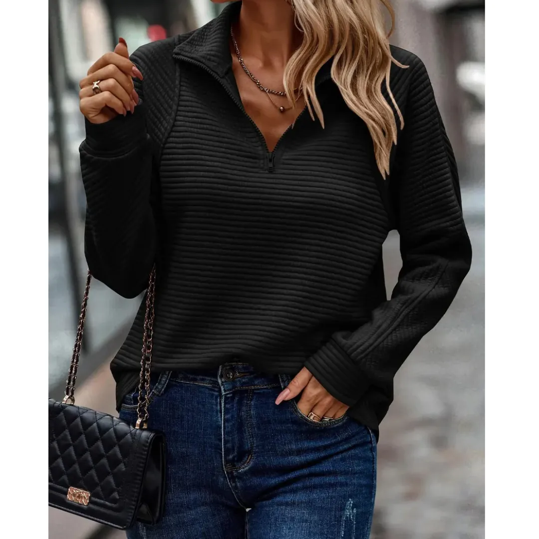 Women's Half Zip Corduroy Sweater | Turtleneck