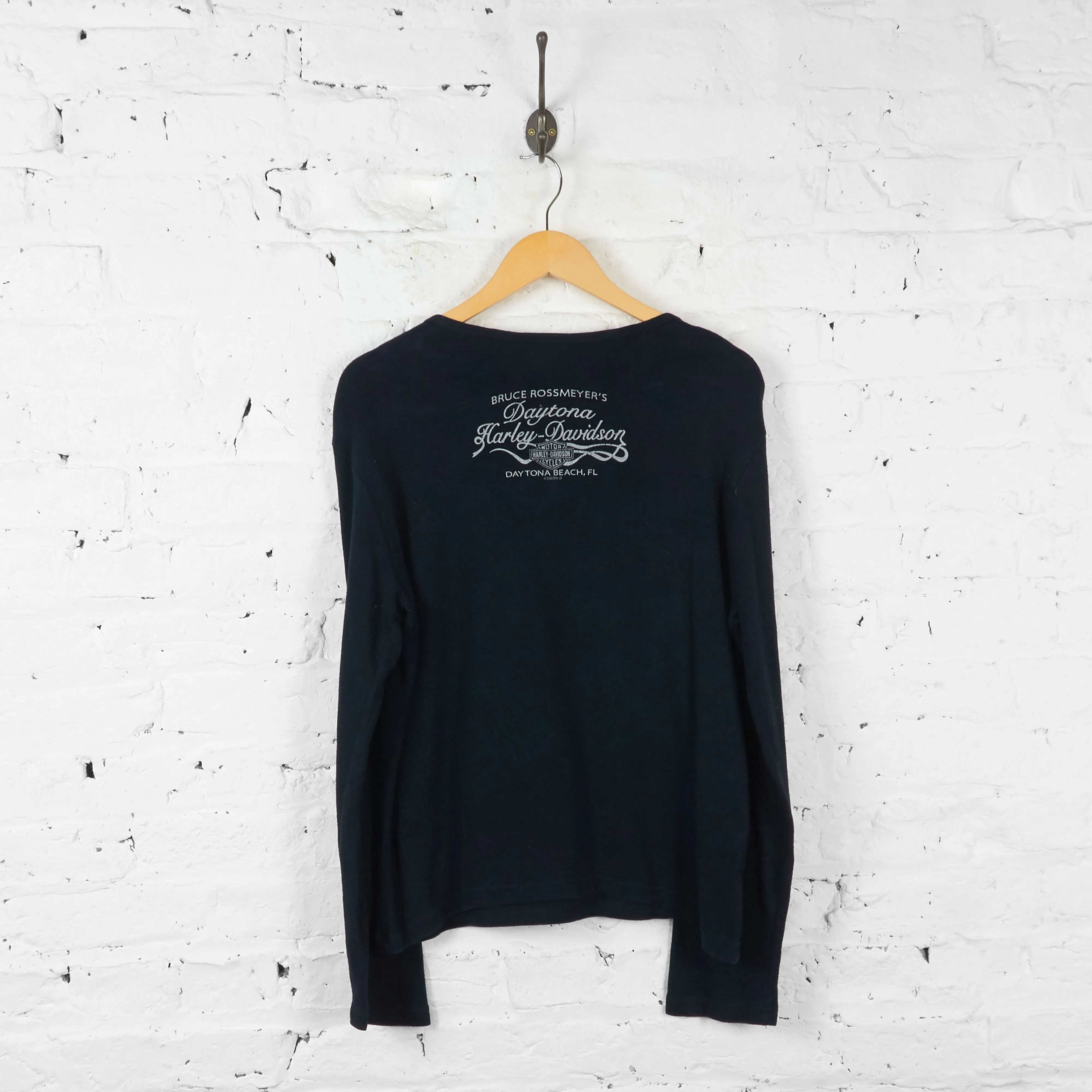 Womens Harley Davidson 1/4 Zip Long Sleeve T Shirt - Black - Womens XXL