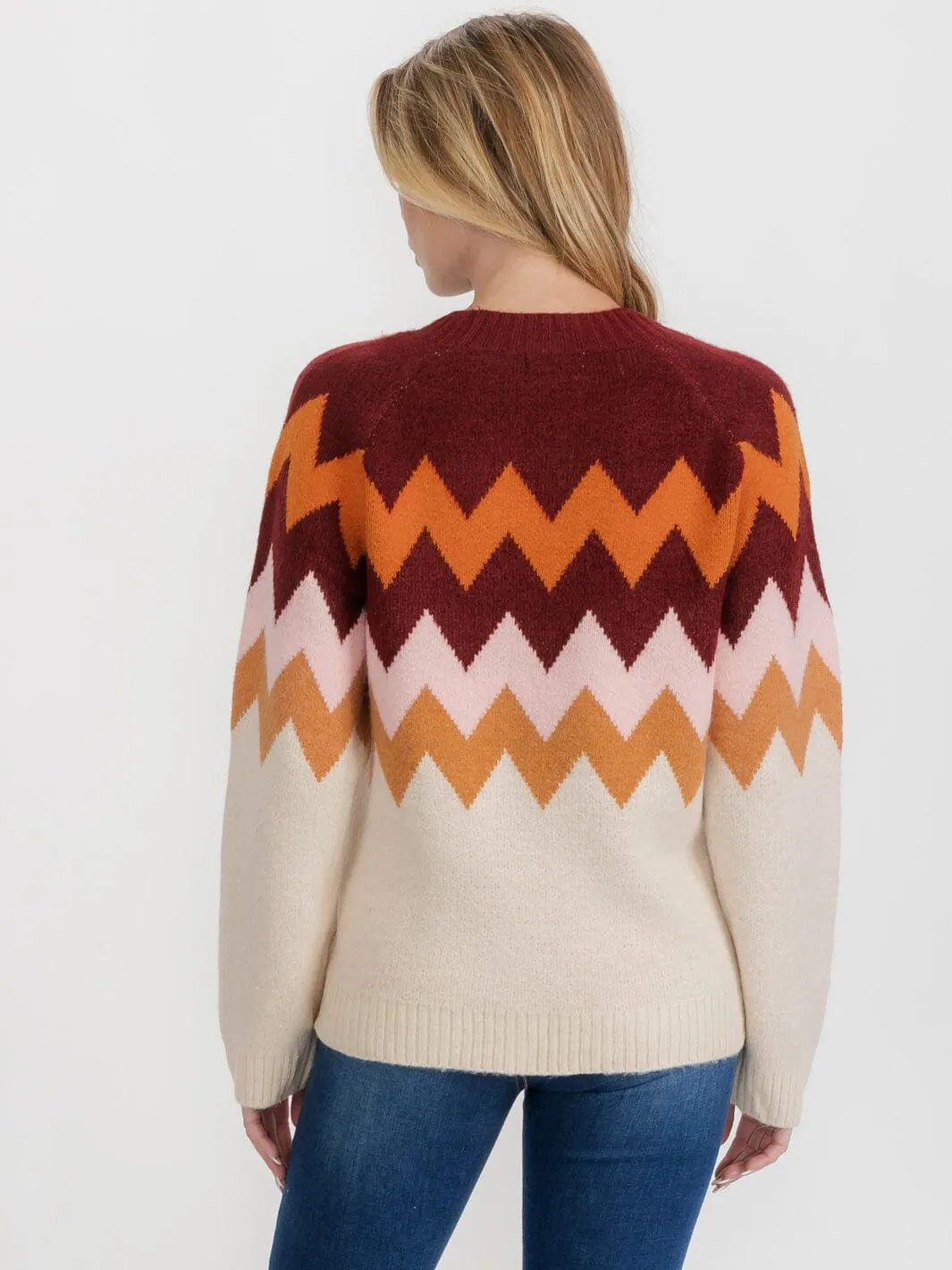 WOMEN'S LONG SLEEVE COLORBLOCK PULLOVER SWEATER