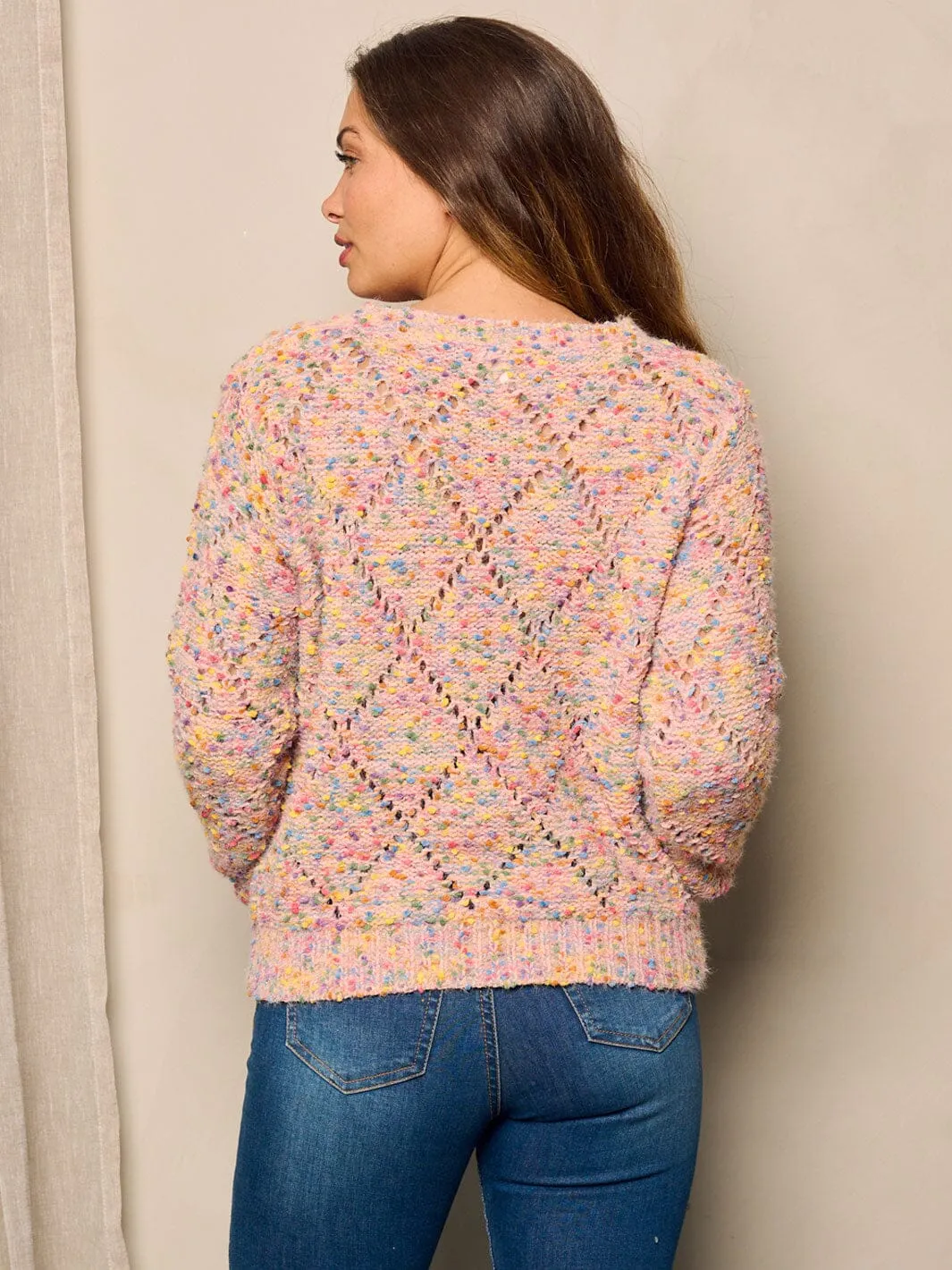 WOMEN'S LONG SLEEVE MULTI COLORS PULLOVER SWEATER