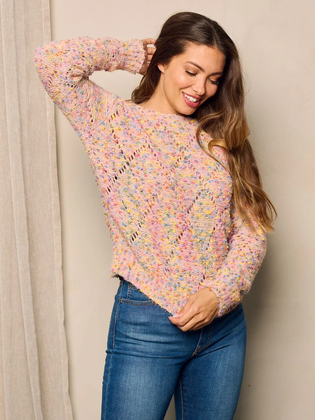 WOMEN'S LONG SLEEVE MULTI COLORS PULLOVER SWEATER