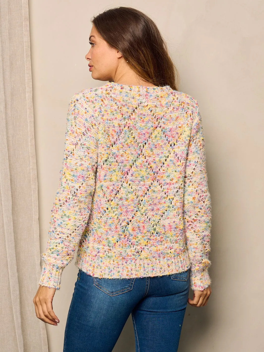 WOMEN'S LONG SLEEVE MULTI COLORS PULLOVER SWEATER