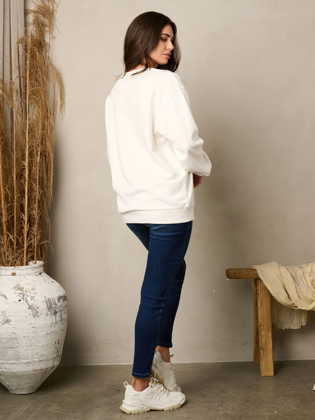 WOMEN'S LONG SLEEVE SOLID PULLOVER SWEATER