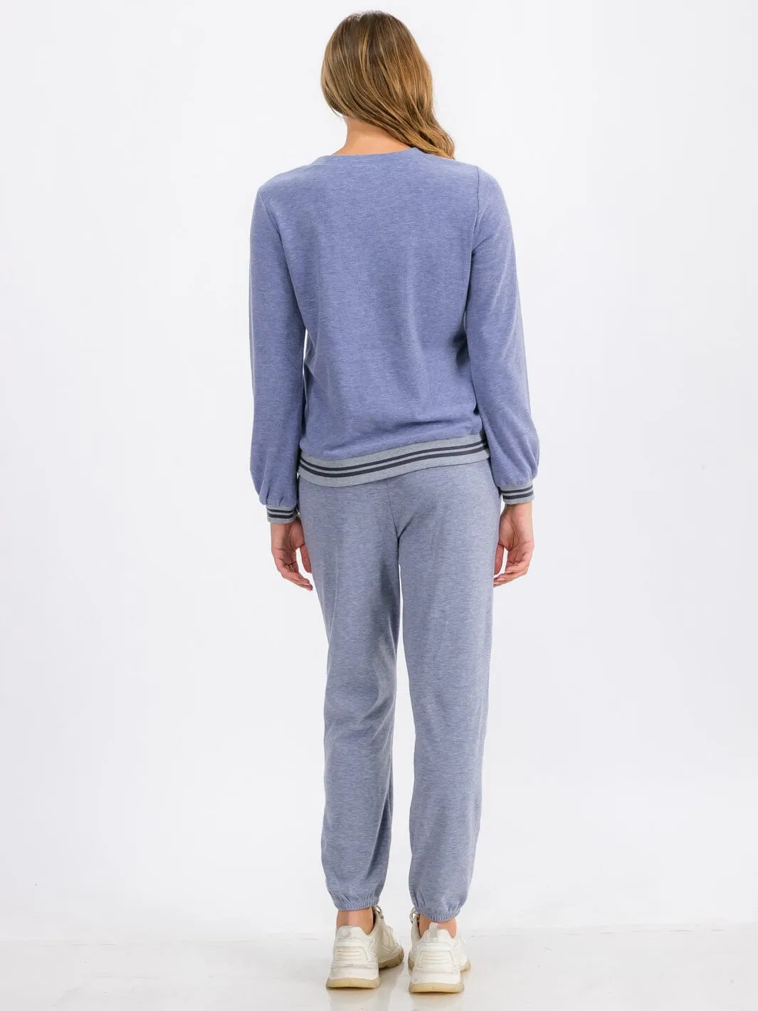 WOMEN'S LONG SLEEVE TRIM DETAILED PULLOVER SWEATER