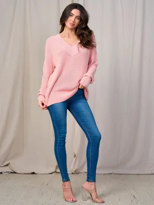 WOMEN'S LONG SLEEVE V-NECK KNIT PULLOVER SWEATER