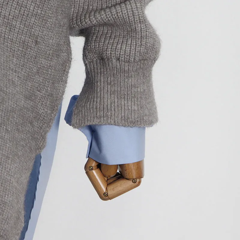 Women's Middle Length Color Block Sweaters Trendy Sweaters