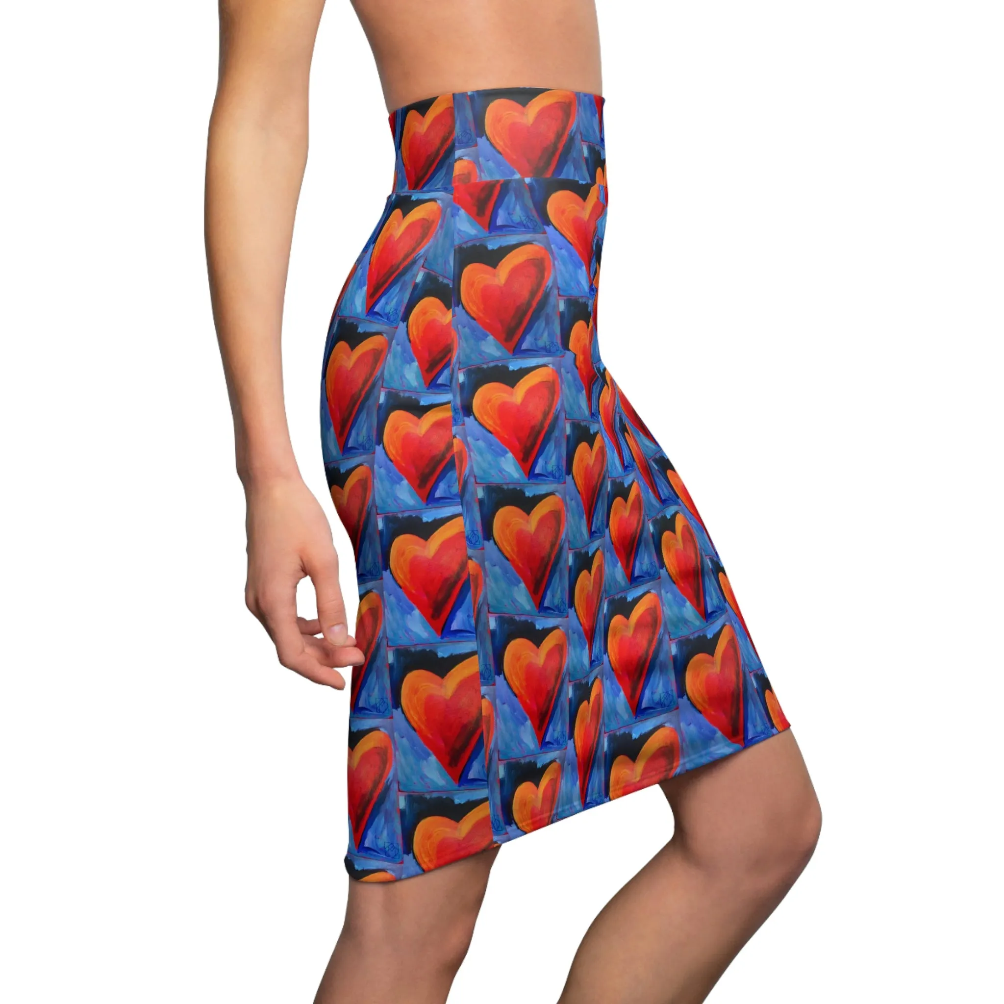 Women's Red Heart Pencil Skirt