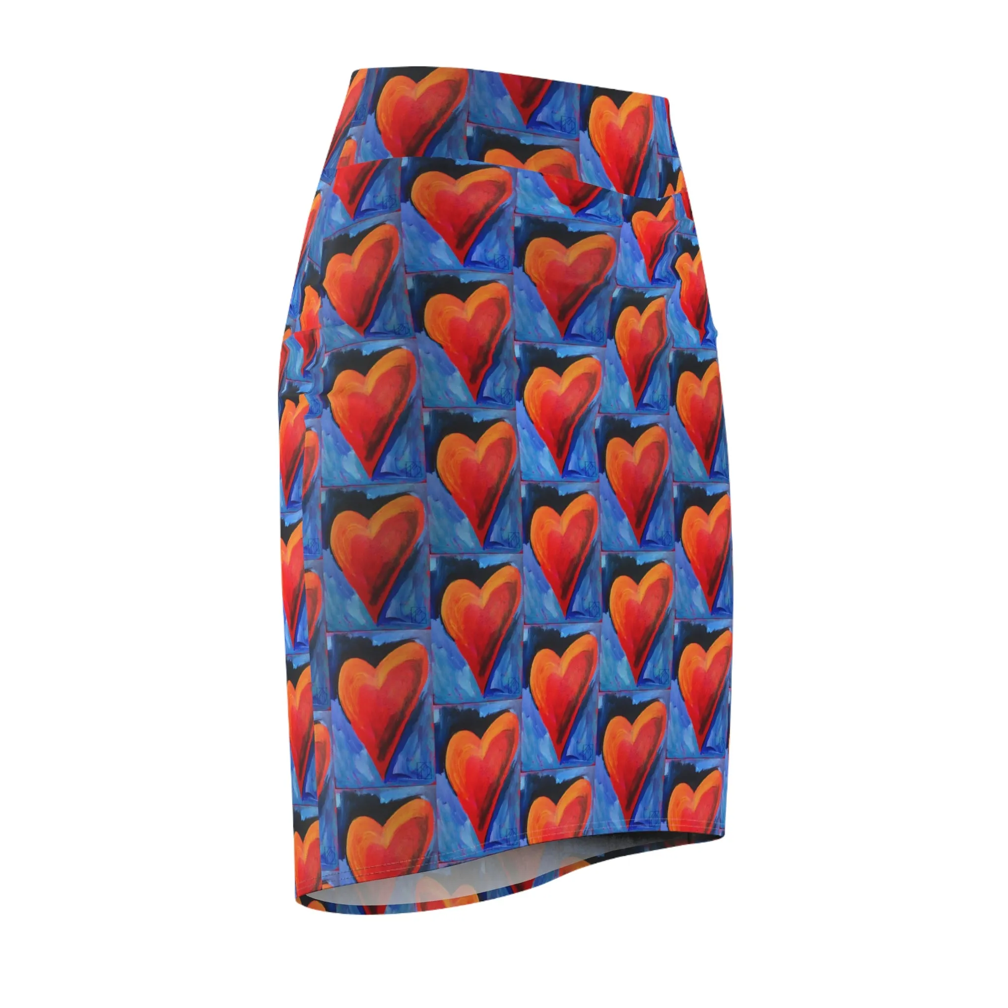 Women's Red Heart Pencil Skirt