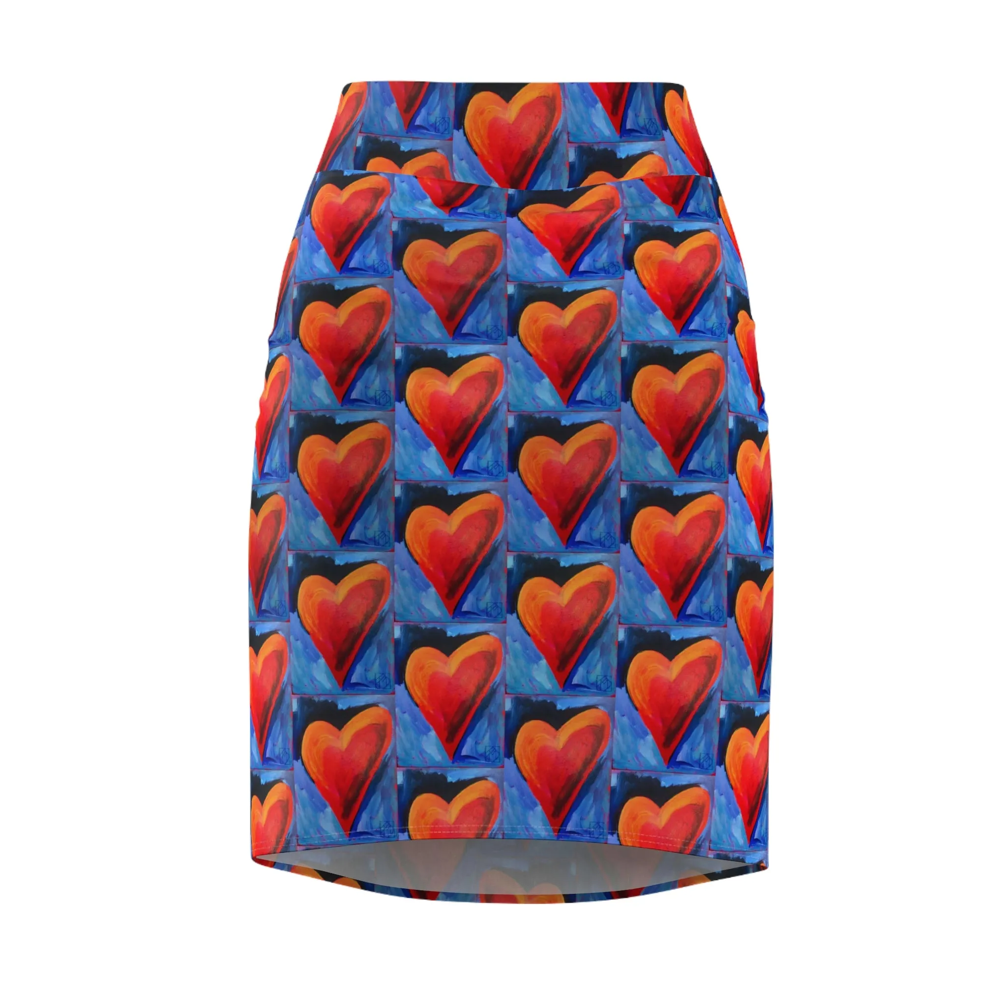 Women's Red Heart Pencil Skirt