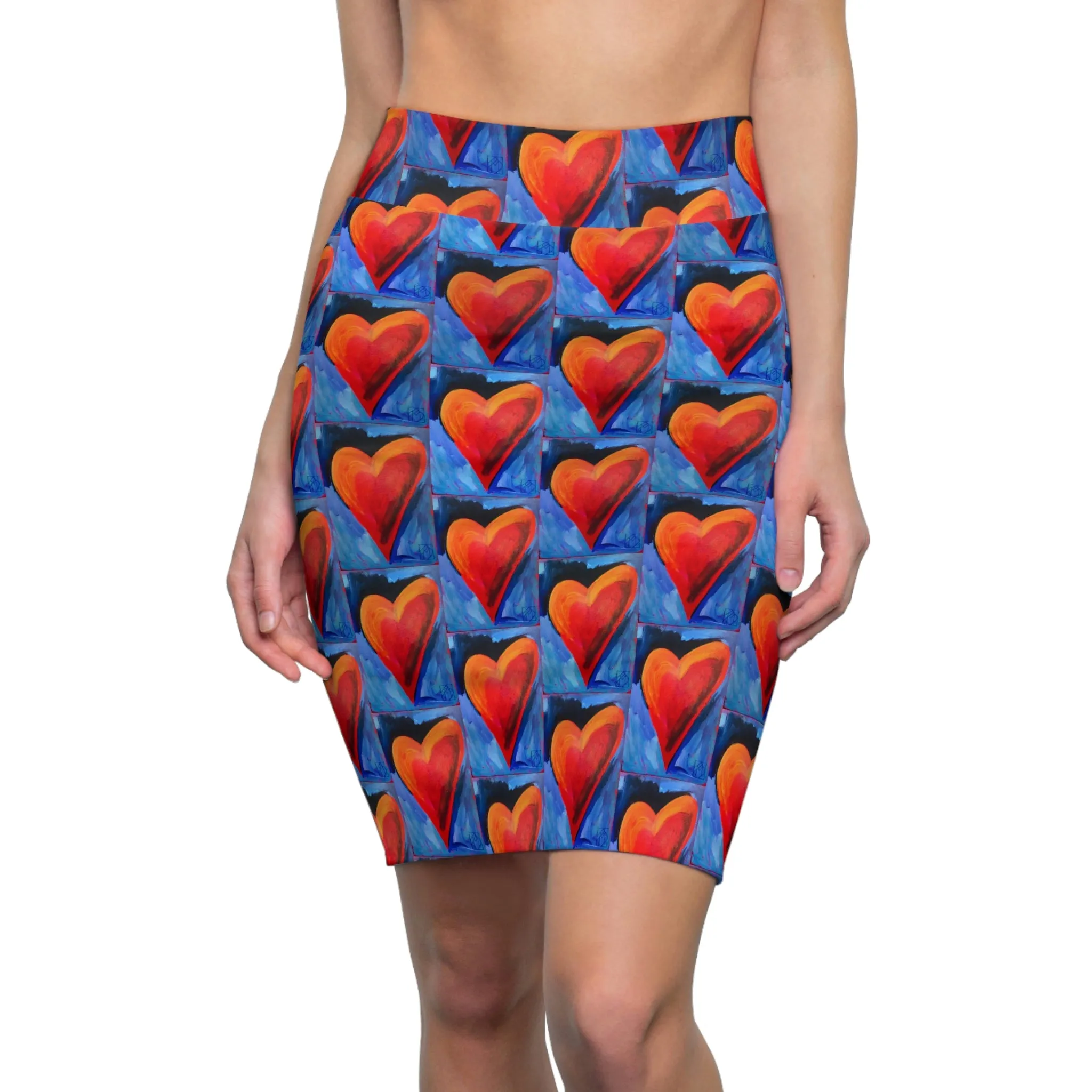 Women's Red Heart Pencil Skirt