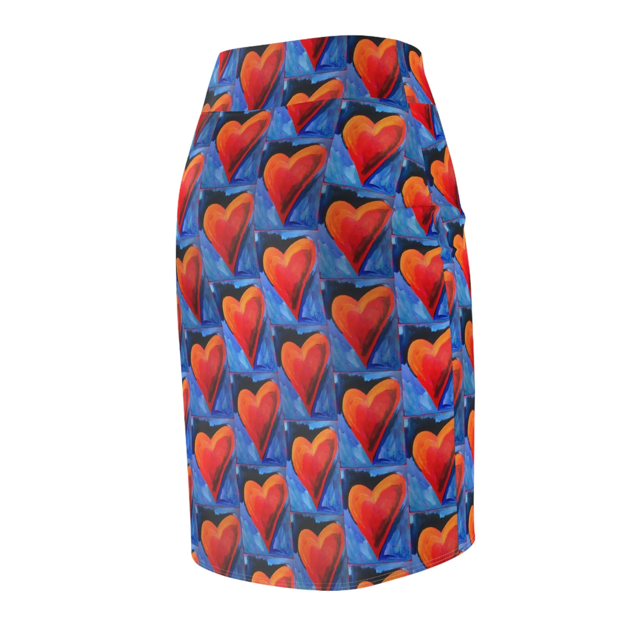 Women's Red Heart Pencil Skirt