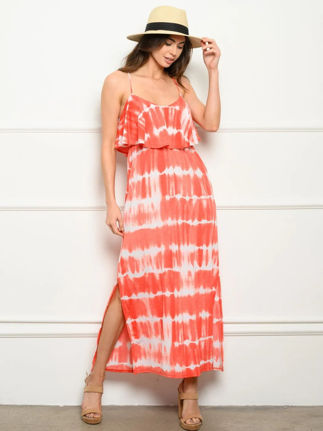 WOMEN'S TIE DYE SID SLIT MAXI DRESS