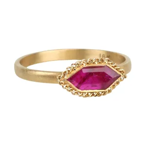 Woven Bezel-Set Hexagonal Ruby Slice Ring