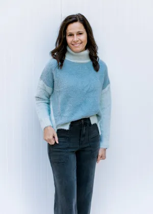 X Blue Gray Contrast Sweater