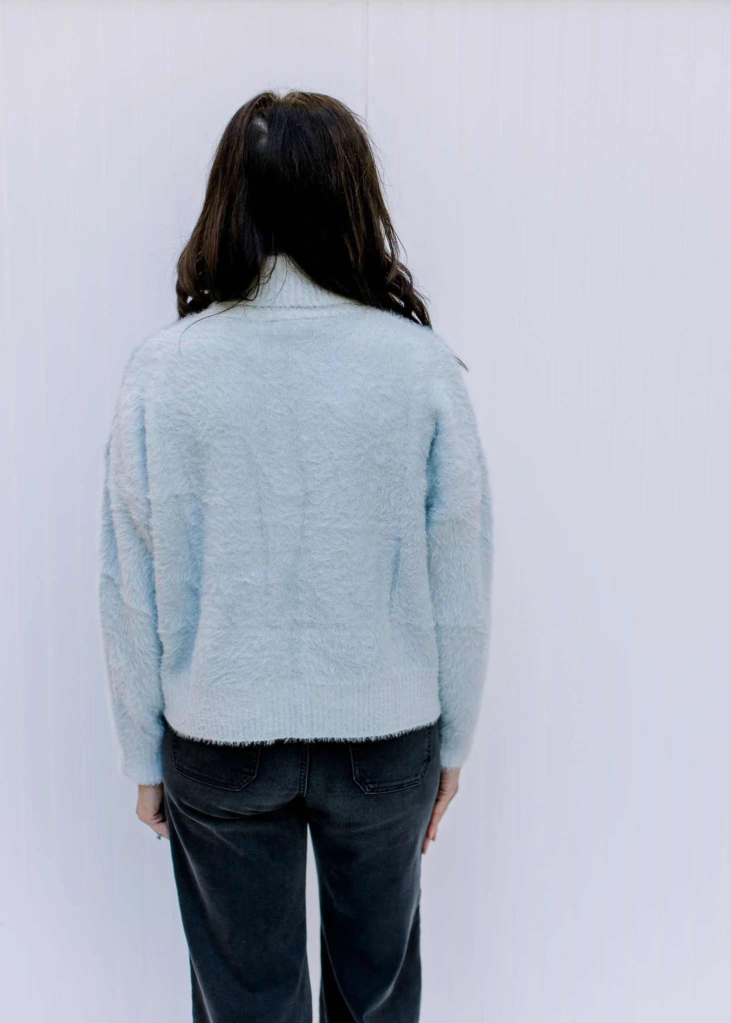 X Blue Gray Contrast Sweater