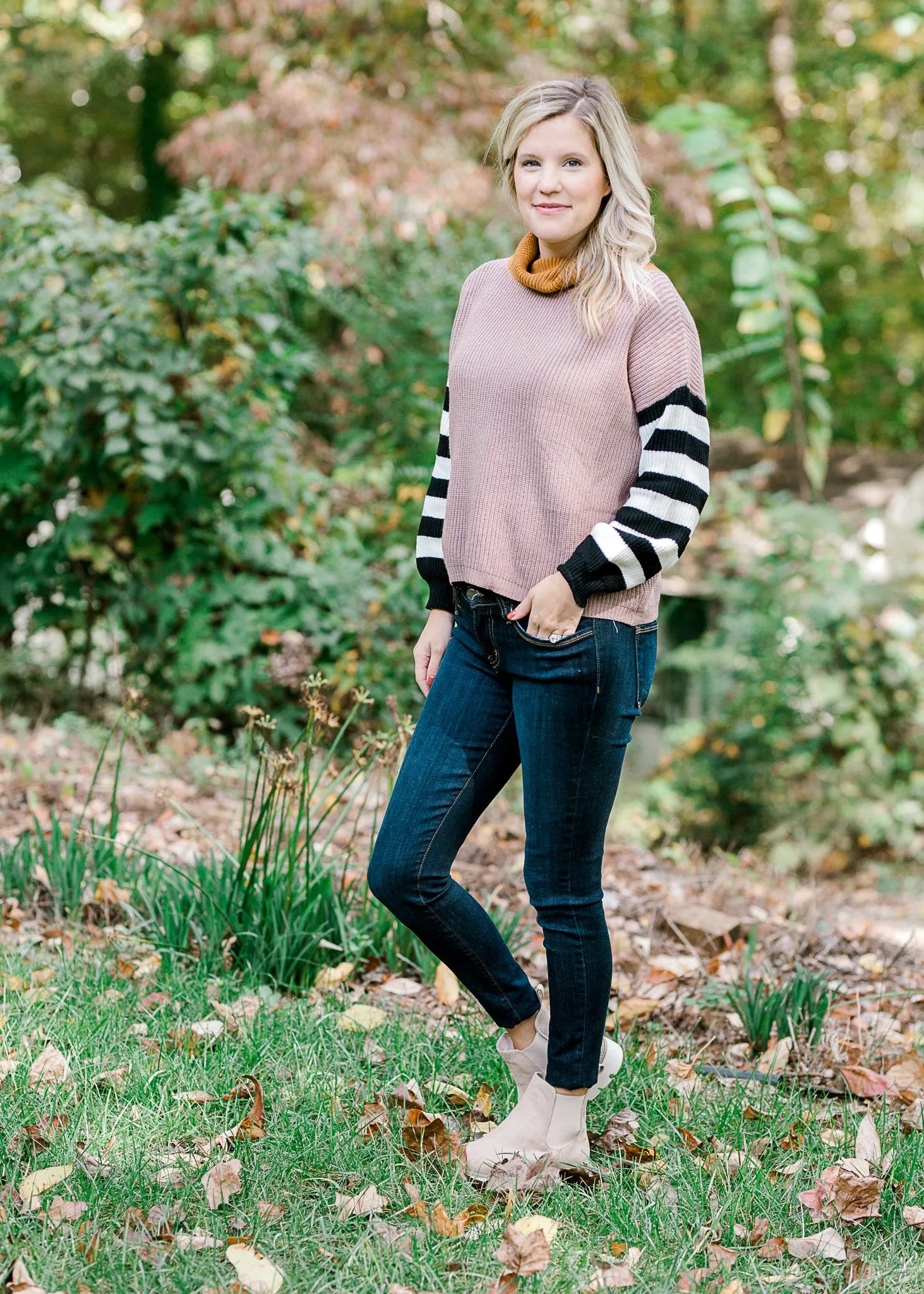X Happy Camper Rust and Taupe Sweater