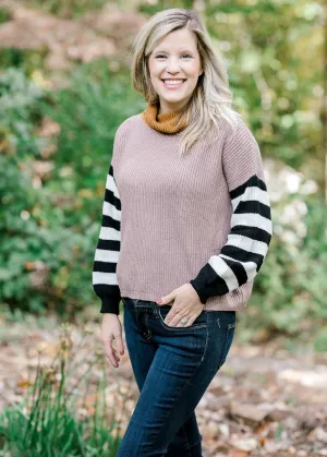 X Happy Camper Rust and Taupe Sweater