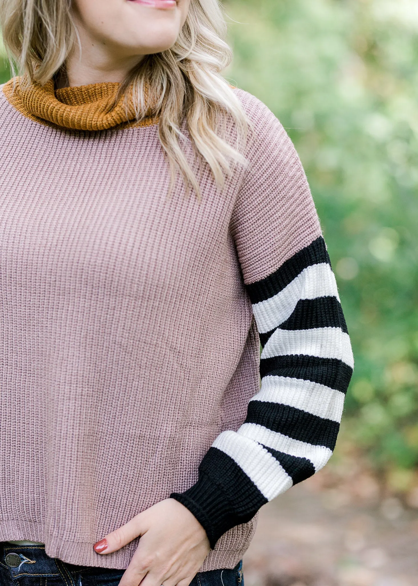 X Happy Camper Rust and Taupe Sweater