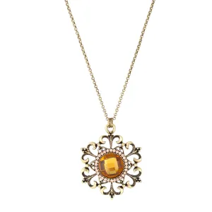 YELLOW CRYSTAL PENDANT NECKLACES #246NT1301 (10F1/9A6)