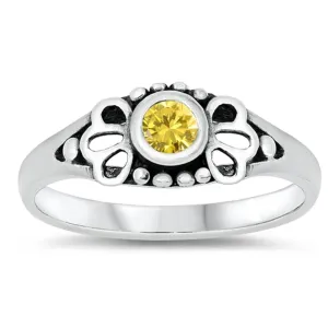 Yellow CZ Classic Cute Elegant Baby Ring New 925 Sterling Silver Band Sizes 1-5