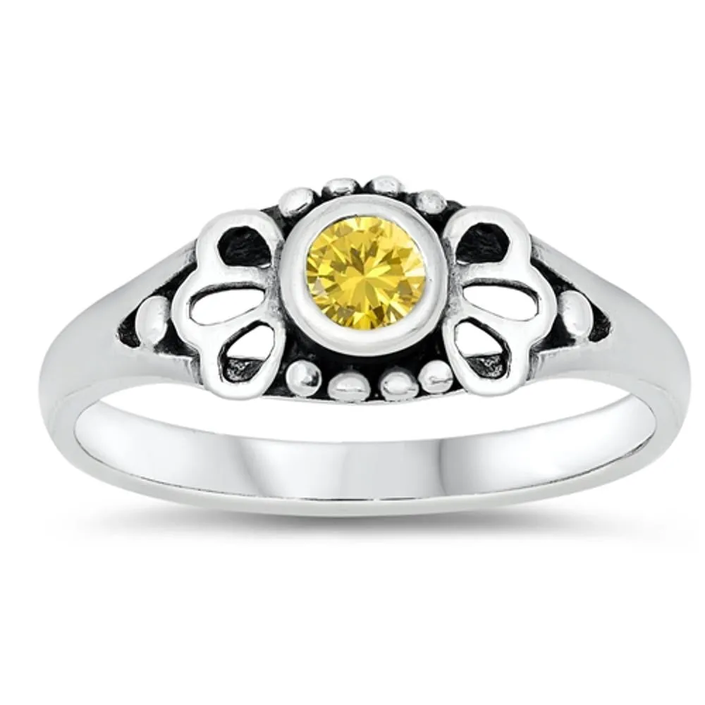 Yellow CZ Classic Cute Elegant Baby Ring New 925 Sterling Silver Band Sizes 1-5