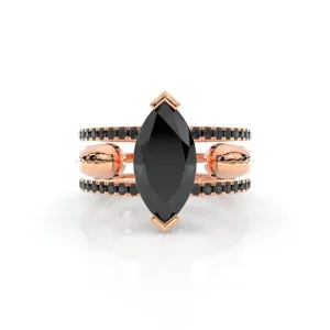 You & Me Rings- 14K Rose Gold Gothic Wedding Rings