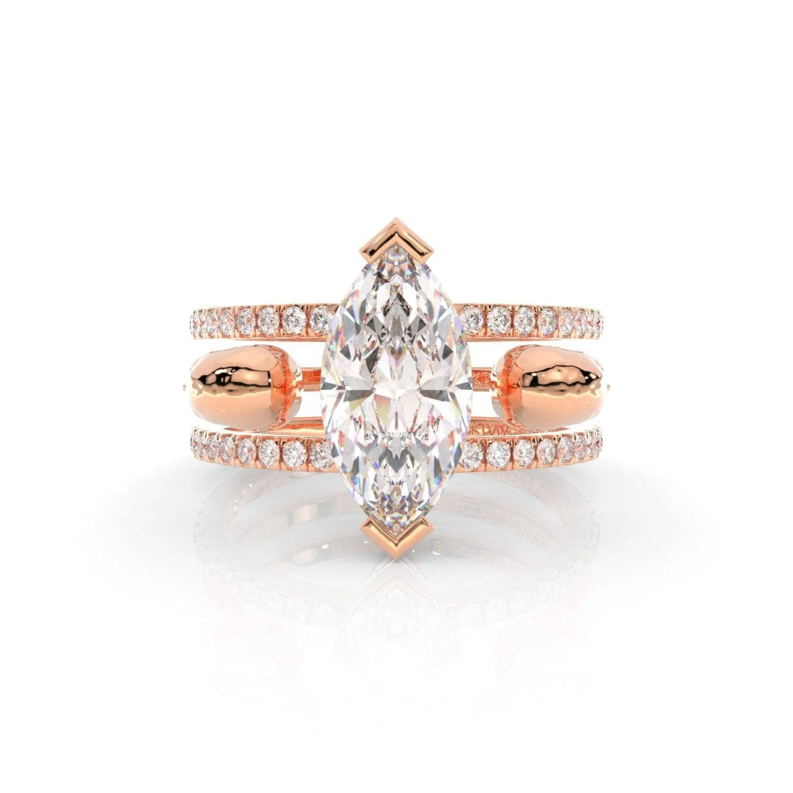You & Me Rings- 14K Rose Gold Gothic Wedding Rings