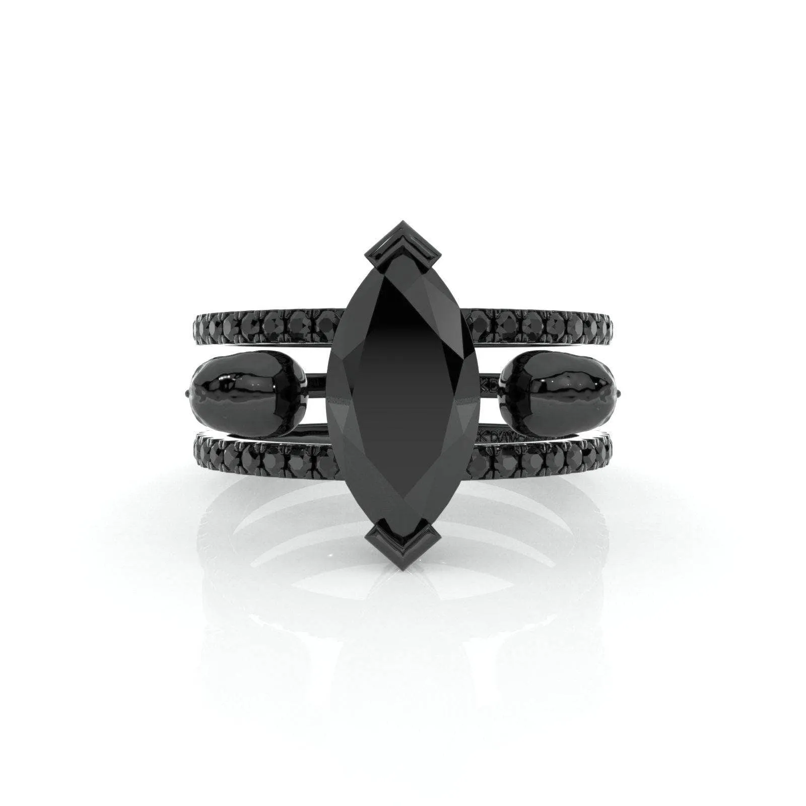 You & Me Rings- 14K Rose Gold Gothic Wedding Rings