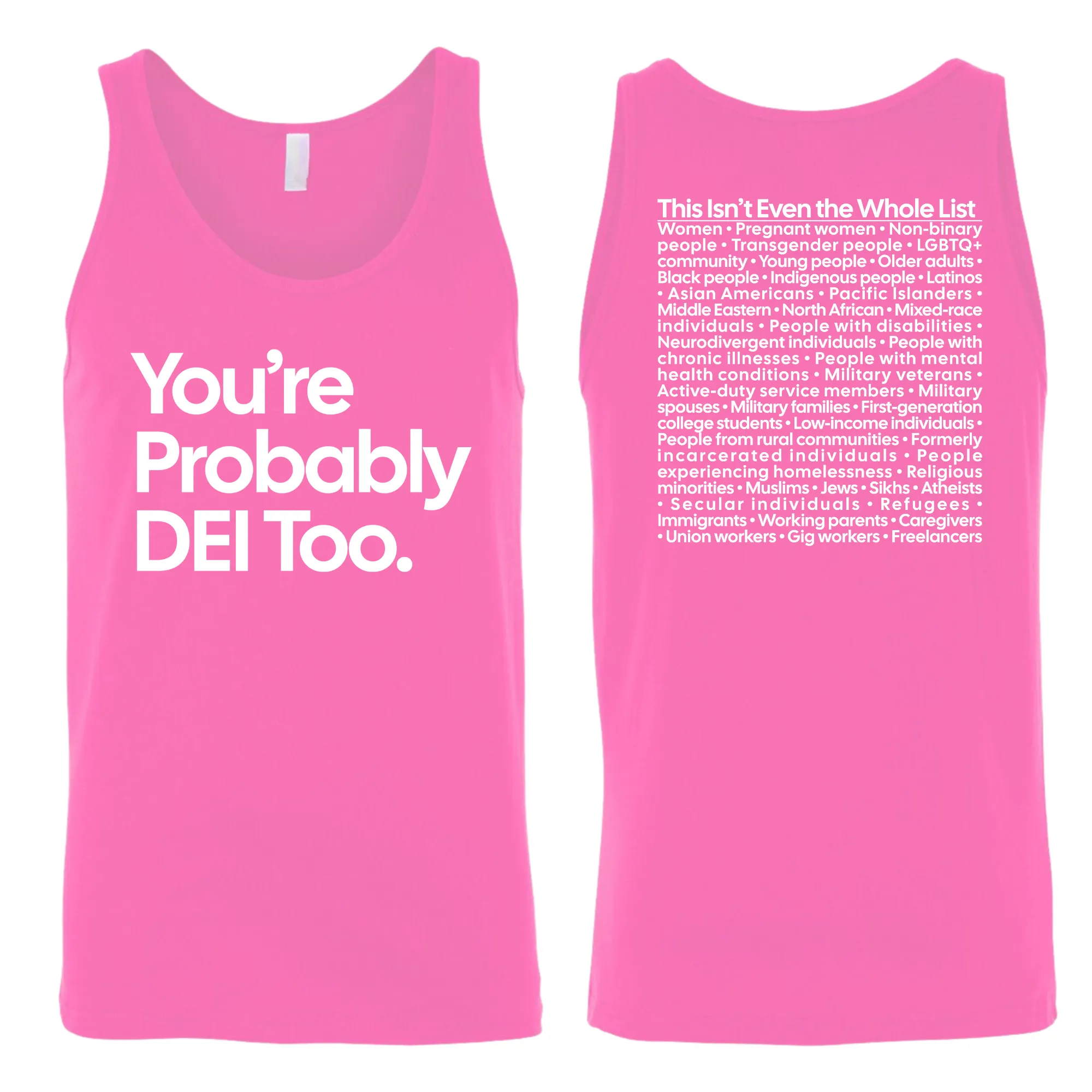 You're Probably DEI Too Unisex Tank Top (Front and Back Design Print)