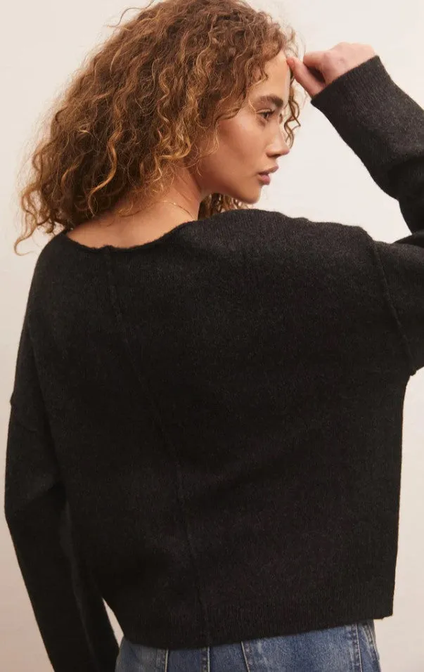 Z Supply Everyday Pullover Sweater, Oatmeal Heather/Calypso Green/Black