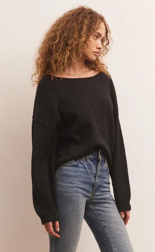 Z Supply Everyday Pullover Sweater, Oatmeal Heather/Calypso Green/Black
