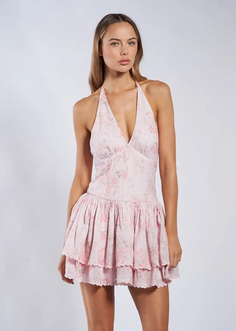 Zandra Pink Lace Mini Dress