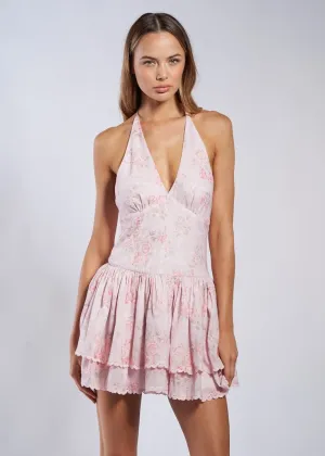 Zandra Pink Lace Mini Dress