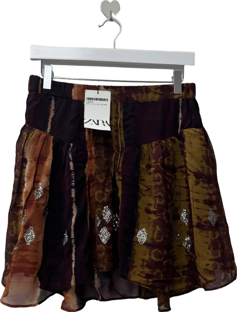 ZARA Multicoloured Embroidered Mini Skirt UK M